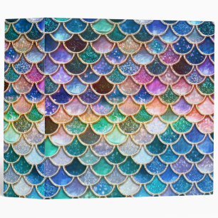 Aqua Pink Mermaid Glitter Scales- Mermaid Scales Binder