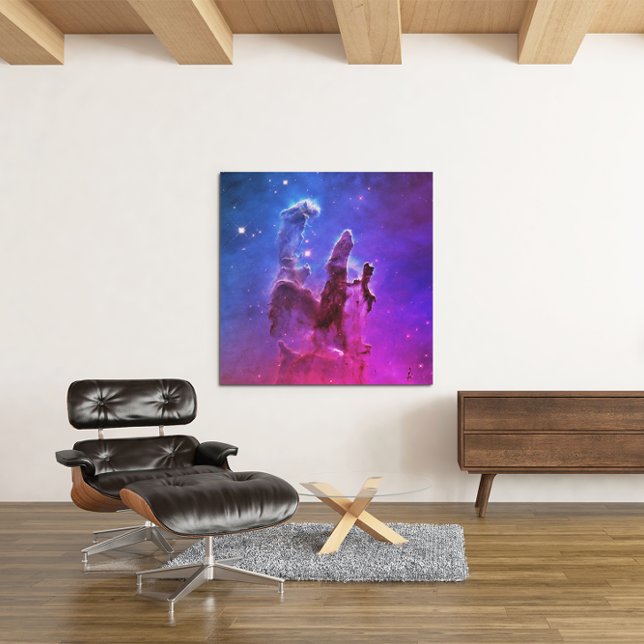 Aqua Pink Ombre Pillars of Creation Large Square Canvas Print (Creator Uploaded)