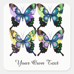 Aqua, Pink, Personalization -  Elegant Butterflies Square Sticker