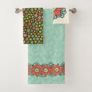 Aqua & Pink Retro Floral Towne