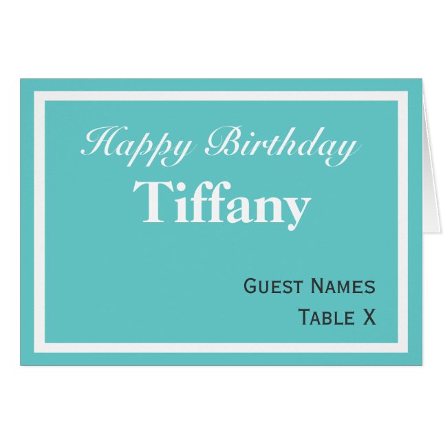 Aqua Place Card - Customizable (Front Horizontal)