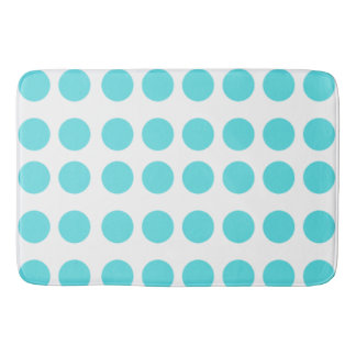 Aqua Polka Dots Bath Mat