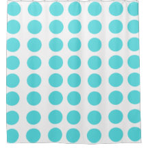 Aqua Polka Dots Shower Curtain