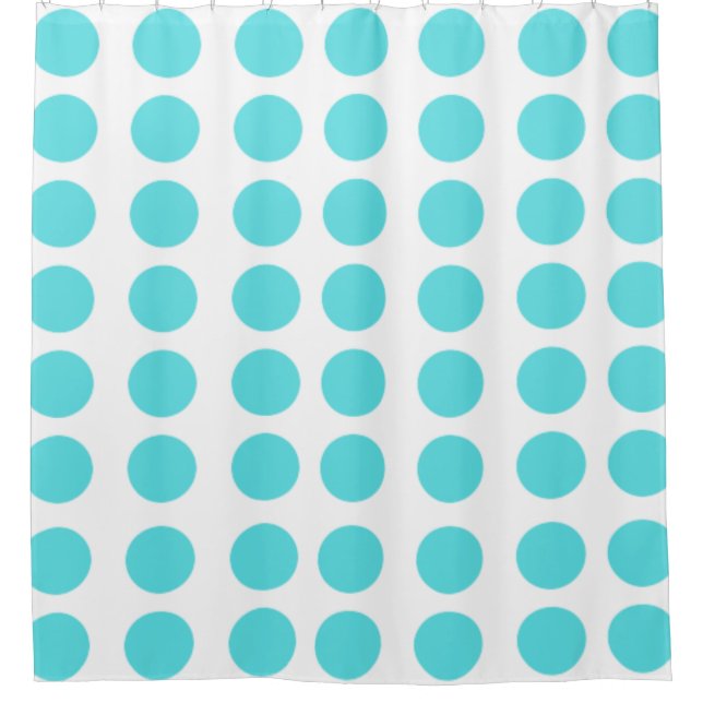 Aqua Polka Dots Shower Curtain (Front)