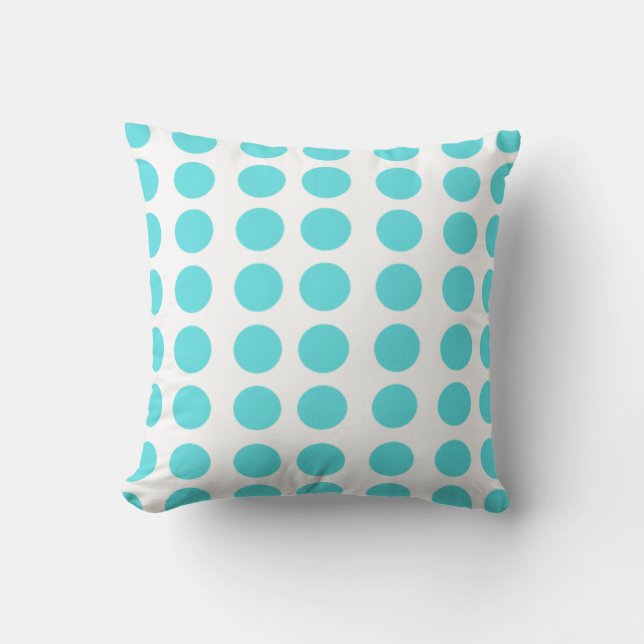 Aqua Polka Dots Throw Pillow (Front)