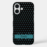 Aqua Polka Dots With Name