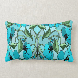 Aqua Poppy design Throw pillow