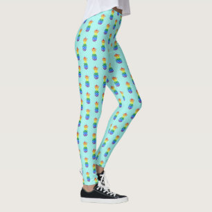 Aqua Pride Pineapple Rainbow Pattern Leggings