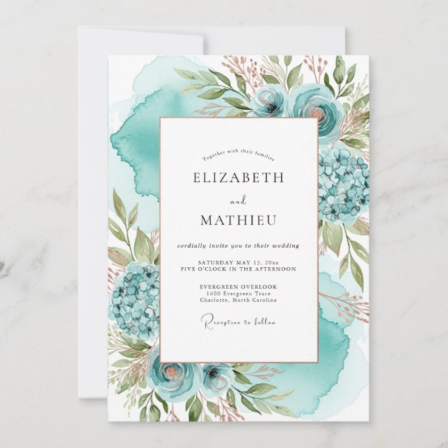 Aqua Pristine Coastal Wedding Invitation (Front)