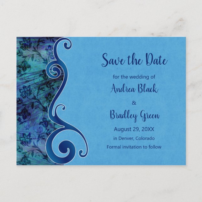Aqua Puau Shell Wedding Save the Date Postcard (Front)