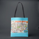 Aqua Puerto Rico Map Shoulder Tote<br><div class="desc">A vintage,  very colourful postcard map of Puerto Rico repurposed all over a wonderful shoulder tote.</div>