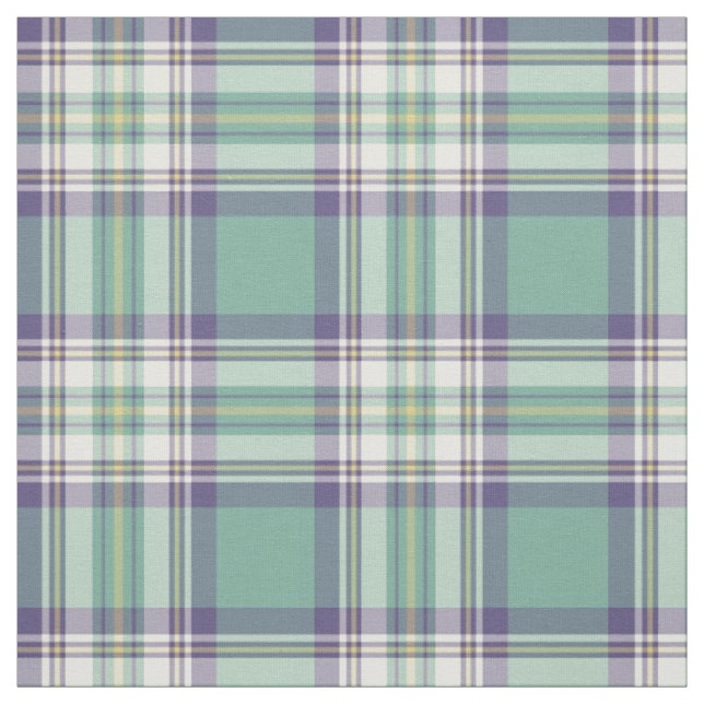 Aqua, Purple and Yellow Plaid Fabric (Swatch)