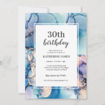 Aqua Purple Gold Anniversaire Fête Invitation
