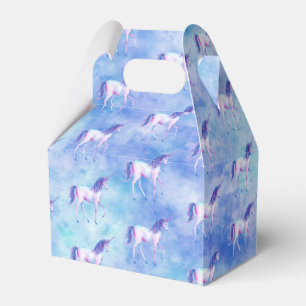Aqua Purple White Unicorns Favor Box