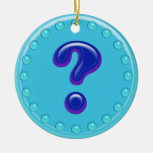 Aqua Question Mark Ceramic Ornament