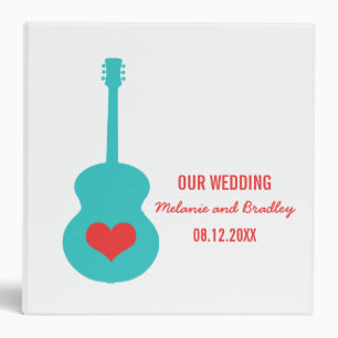 Aqua/Red Guitar Heart Wedding Binder