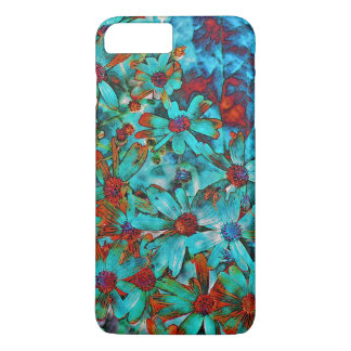 AQUA RED POPPIES FLOWERS iPhone 7 PLUS CASE