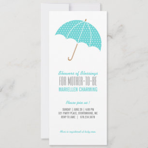 aqua retro polka dot BABY SHOWER sprinkle Invitation