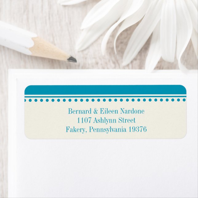 Aqua Return Address Labels, Caroline Wedding (Insitu)