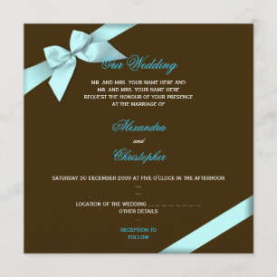 Aqua Ribbon Wedding Announcement S4