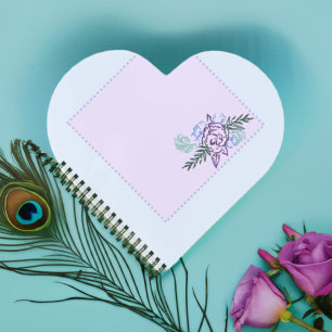 Aqua Rose Heart Notebook