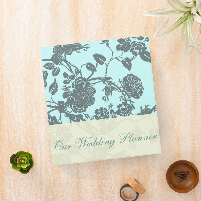Aqua Rose Wedding Planner Binder (In Situ)