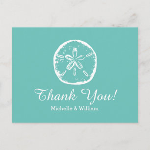 Aqua Sand dollar mariage de plage Merci cartes