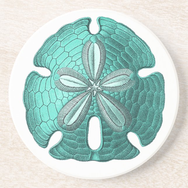 Aqua Sand Dollar Stone Coaster (Front)
