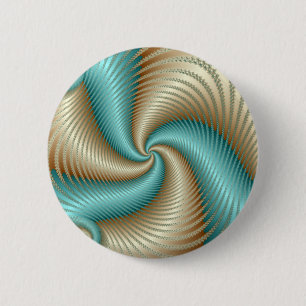 Aqua Satin - Fractal 2 Inch Round Button
