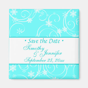 Aqua save the Date Winter Wedding Magnet