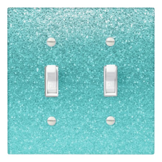 Aqua Sea Blue Glitter Sparkle Glamour Chic Light Switch Cover
