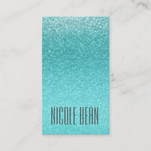 Aqua Sea Blue Glitter Sparkle Party Glam Elegant Business Card