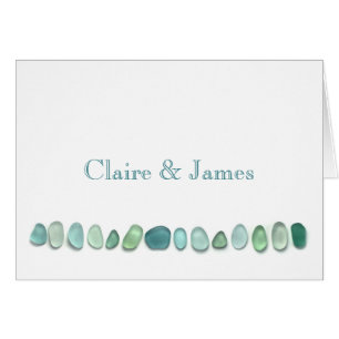 Aqua Sea Glass Personalized Card