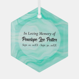 Aqua Sea Waves Memorial Keepsake Suncatcher Glass Ornament