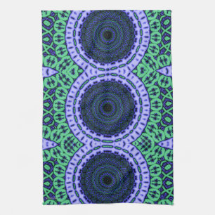 Aqua Seahorse Kaliedescope Pattern Kitchen Towel