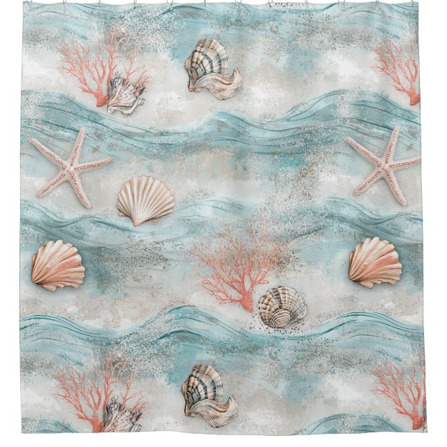 Aqua Seaside Coral Beach Pattern (Front)