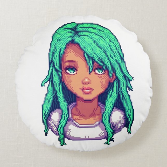 Aqua Serenity Round Pillow (Front)