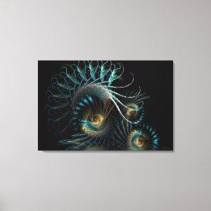 Aqua Shell Swirl Fractal Art Wrapped Canvas