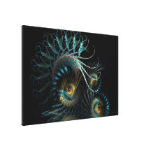Aqua Shell Swirl Fractal Art Wrapped Canvas Gallery Wrapped Canvas