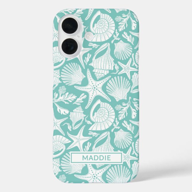 Aqua Shells Personalized Case-Mate iPhone Case (Back)