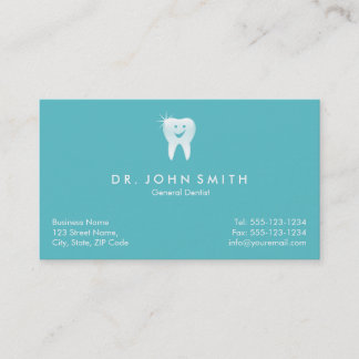 Aqua Shiny Smiling Tooth Dental Appointment Card