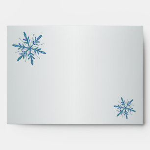Aqua, Silver, Blue Snowflake A7 Return Address Envelopes