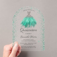 Aqua Silver Glitter Dress Quinceañera Party