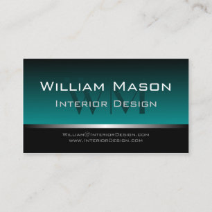 Aqua & Silver Stripe Professional Business Card