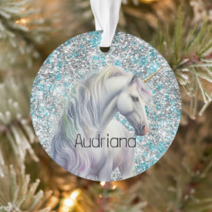 Aqua Silver Unicorn Parties scintillant étincelle