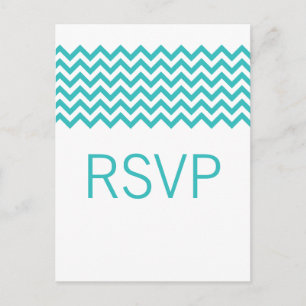 Aqua Simple Chevron RSVP Postcard
