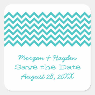 Aqua Simple Chevron Save the Date Stickers