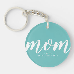 Aqua Simple Typographie Maman EST.Porte-clé an a