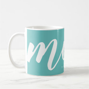 Aqua   Simple Typography Mom EST. Mug