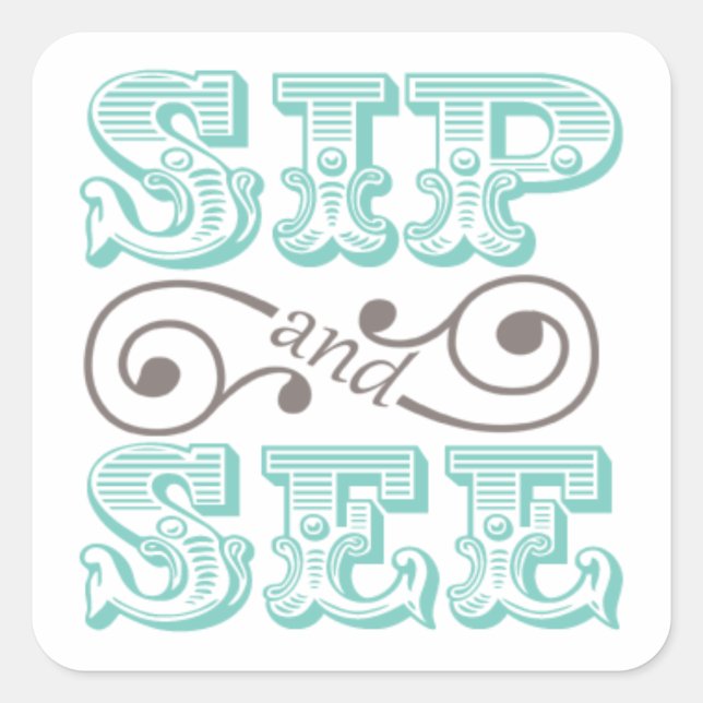 Aqua Sip And See Gift Stickers (Front)